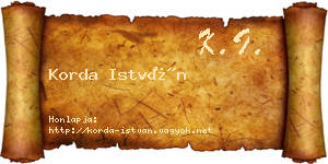 Korda István névjegykártya
